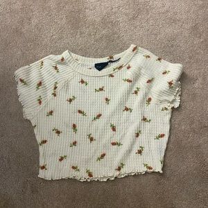 White crop top with roses